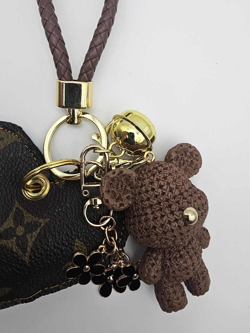 Upcycled Leather Purse Key Chain Charm - Picture 4 of 9